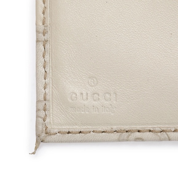 Gucci Creme Signature Leather & Suede Flap Wallet - Picture 12 of 14
